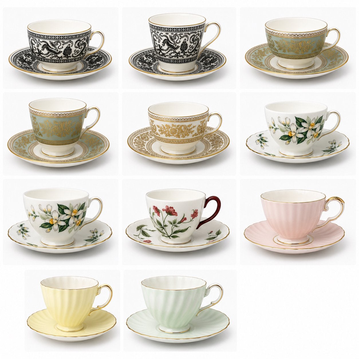 Bone china kopjes en schotels – Wedgwood / Royal Tuscan, Ophalen of Verzenden