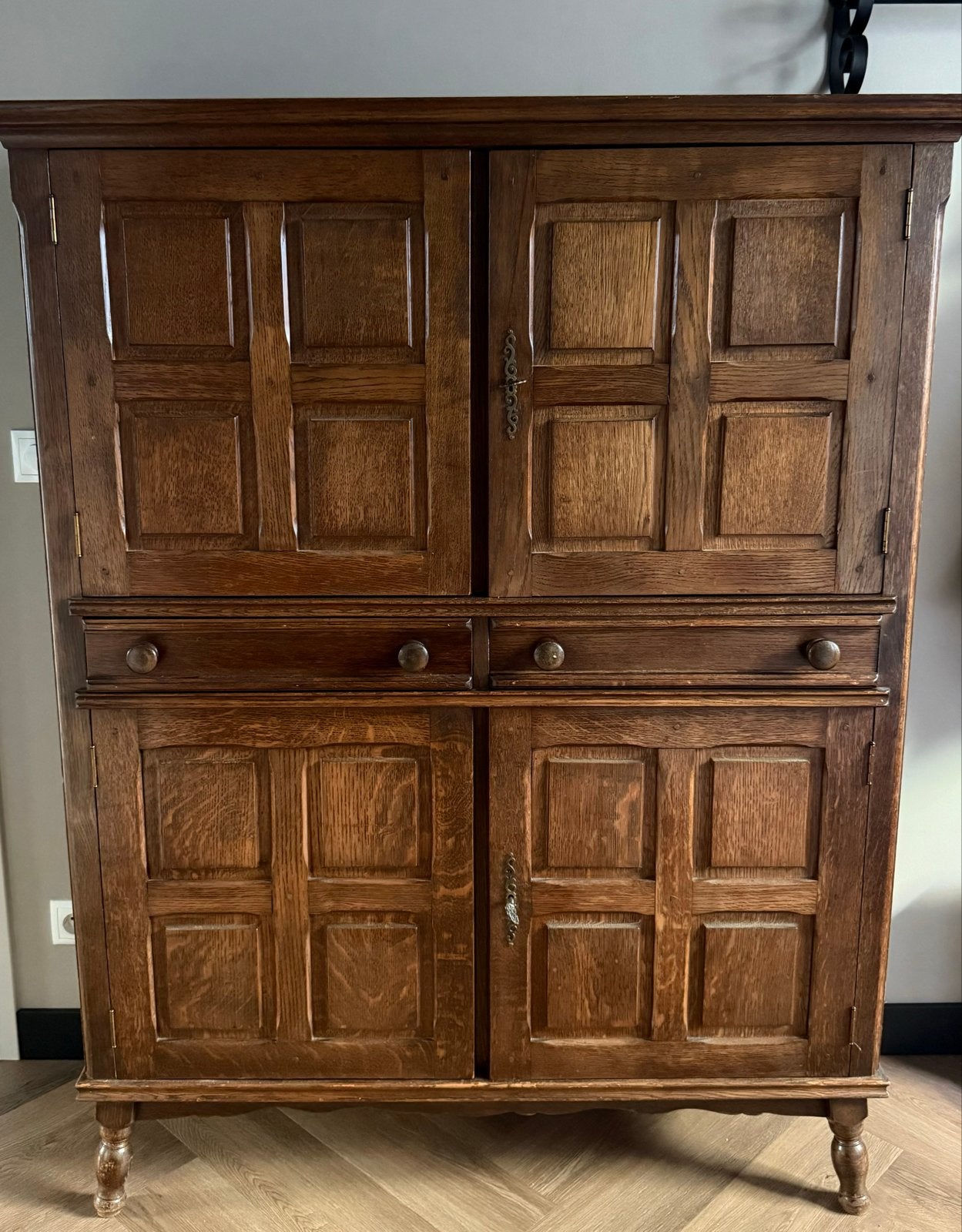 Antieke Eikenhouten Kast - 150x116x37 cm, Ophalen