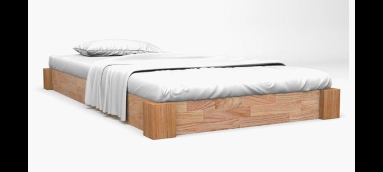 VidaXL Massief Eiken Bedombouw 140x200cm (excl. lattenbodem), Ophalen, Gebruikt, Bruin, Tweepersoons