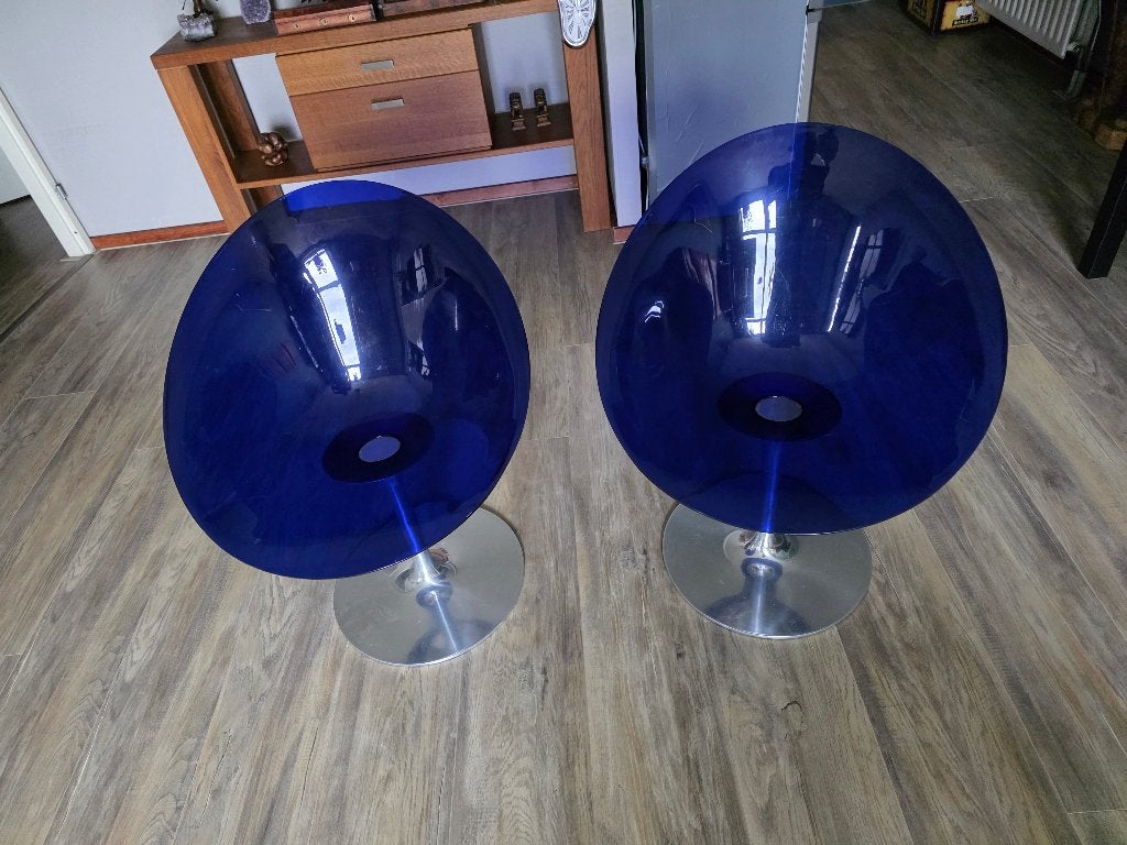 Kartell Eros Blue stoel, ontwerp Philippe Starck, Ophalen, Twee, Blauw, Italiaans