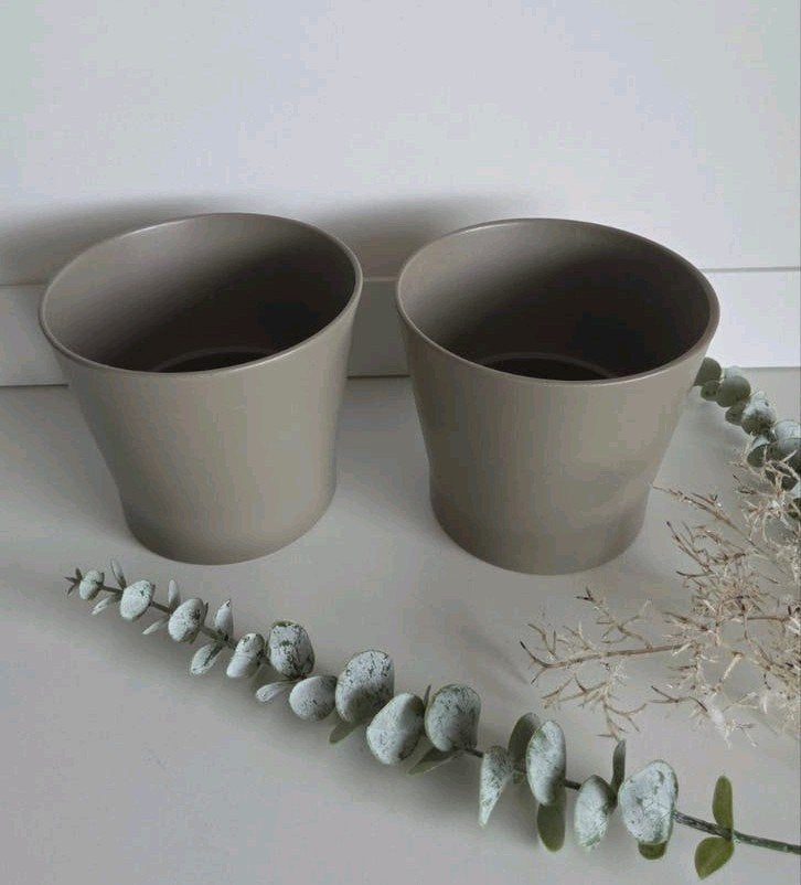Set van 2 ikea keramische bloempotten H:13cm B:13cm, Ophalen, Rond, Binnen, Zo goed als nieuw