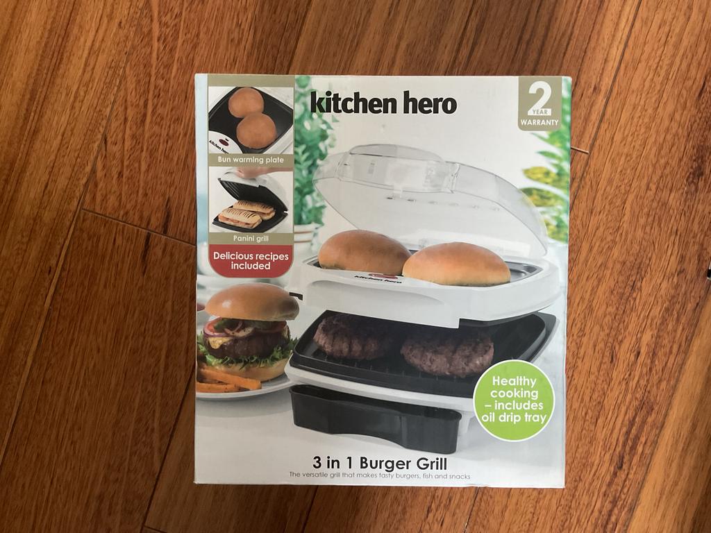 Kitchen Hero 3-in-1 Burger Grill met Broodjeswarmer, Ophalen of Verzenden, Nieuw, Tafelgrill