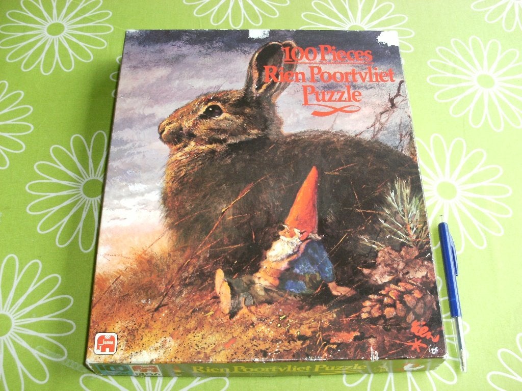 Rien Poortvliet puzzel: Kabouter met konijn (100 stukjes), Ophalen of Verzenden, 500 t/m 1500 stukjes, Gebruikt, Legpuzzel