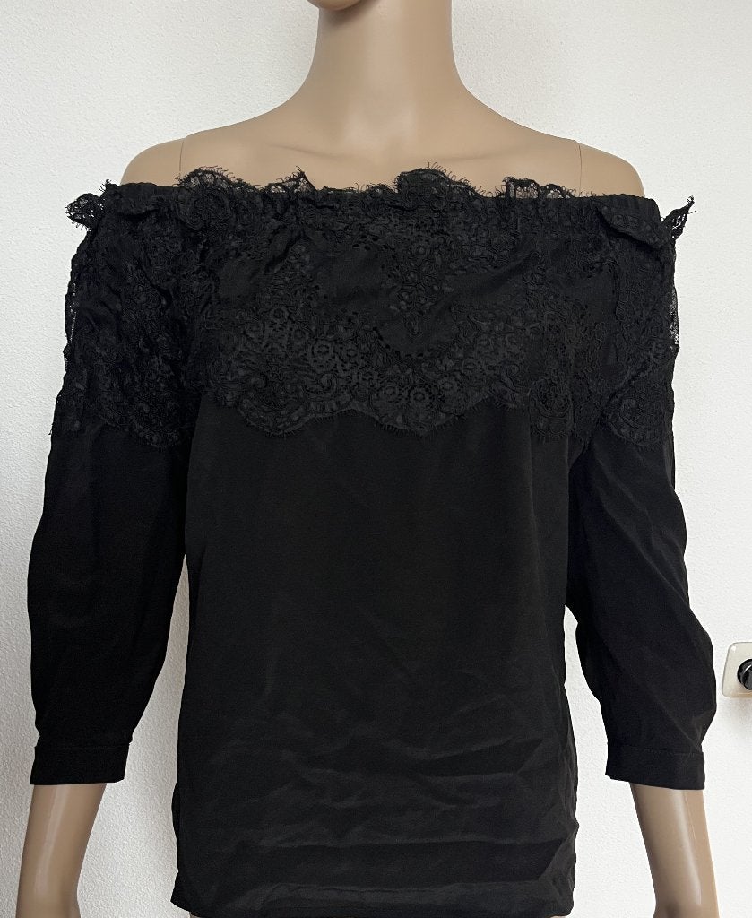 off shoulder zijde blouse van Flavio Castellani maat 40, Maat 38/40 (M), Zwart, Ophalen of Verzenden, Zo goed als nieuw