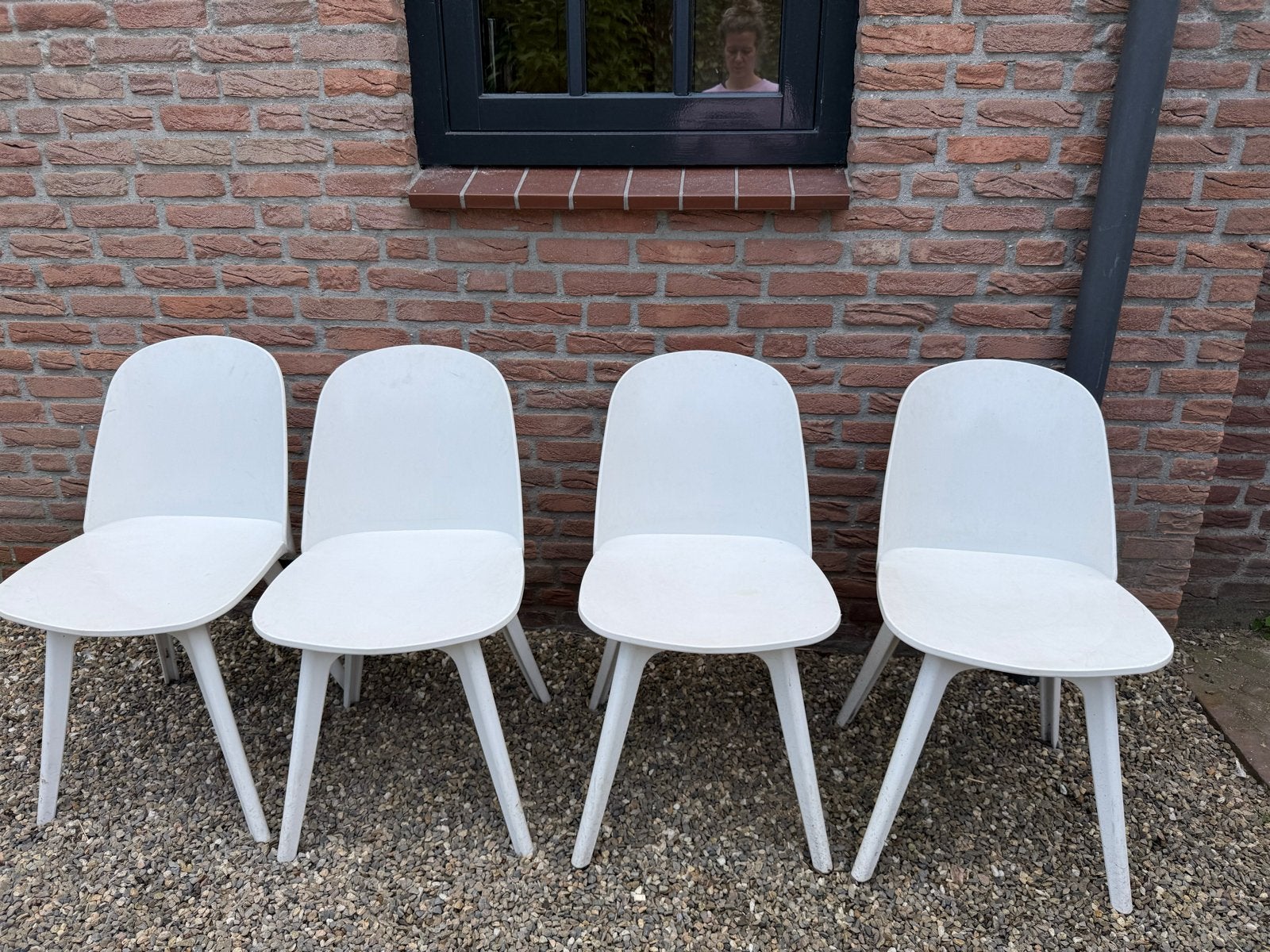 4 Witte Tuinstoelen - Degelijke Kwaliteit, Ophalen, Gebruikt, Kunststof