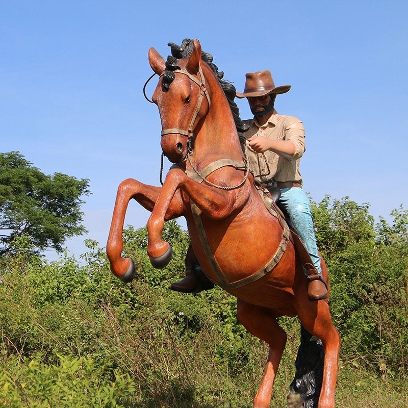 Stockman on Stallion Horse - Paard met Cowboy lifesize, Verzamelen, Ophalen, Nieuw, Overige typen