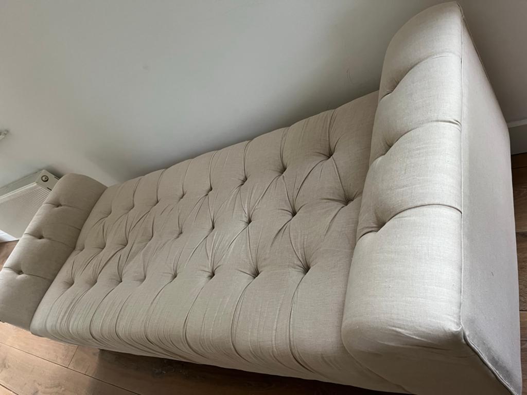 Daybed/Divan/Sofa Bank - Lichtgekleurde Stof, Gekapitonneerd, Huis en Inrichting, Banken | Bankstellen, Ophalen, Eenpersoons, 150 tot 200 cm
