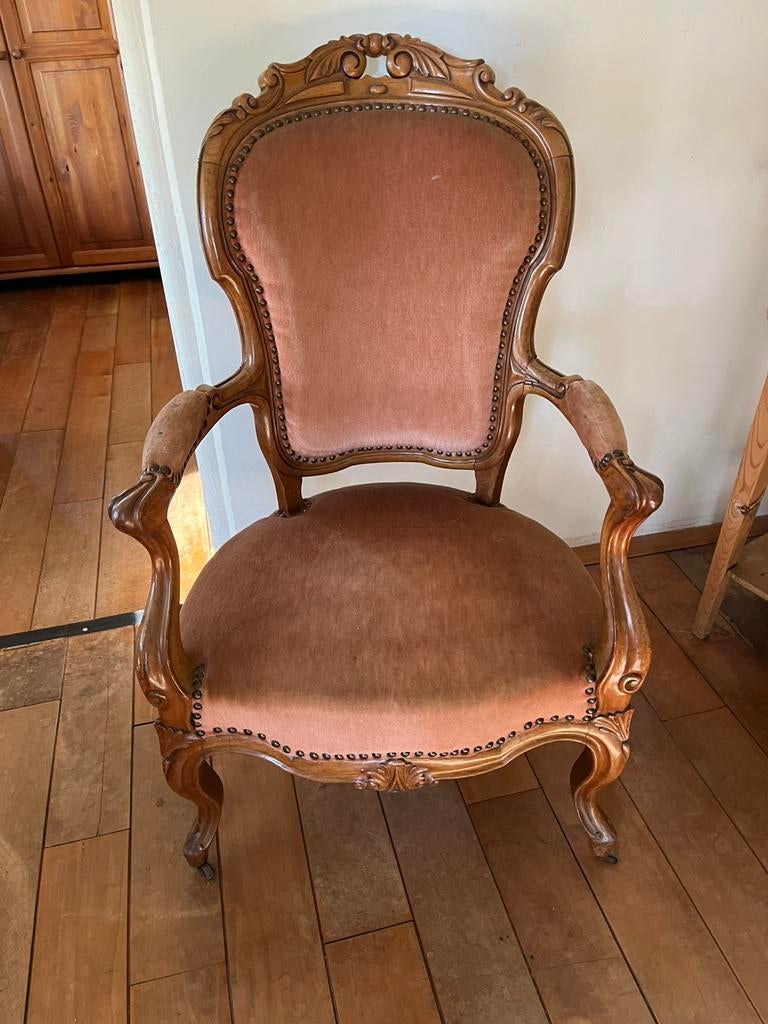 Barok stoeltje oud roze, Ophalen of Verzenden