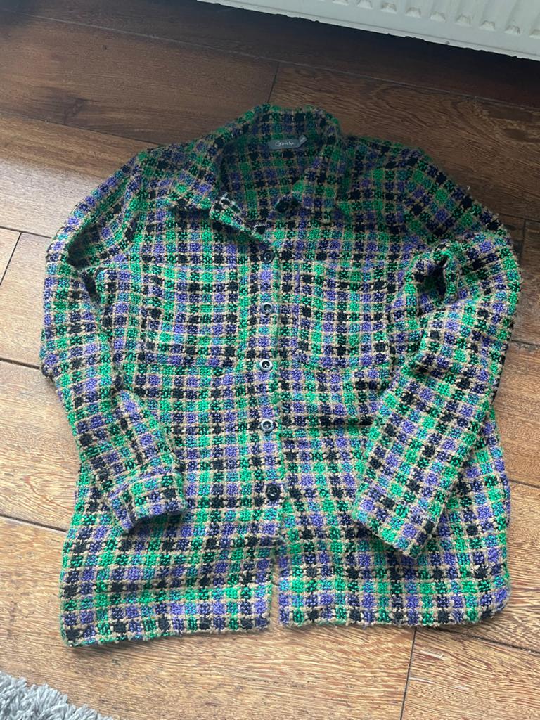Geisha geruite jas M/38 - Groen, paars, zwart, Kleding | Dames, Ophalen of Verzenden, Zo goed als nieuw, Maat 38/40 (M), Groen