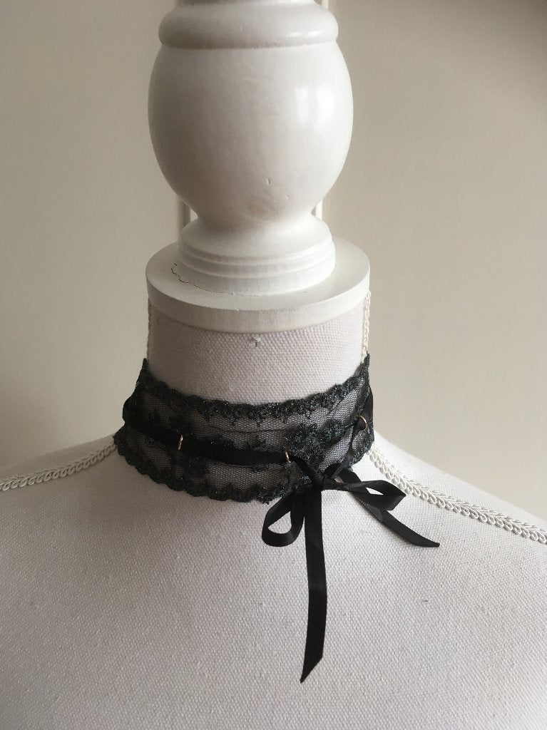 Next antraciet grijze voile kanten choker ketting, Overige materialen, Verstelbaar, Nieuw, Ophalen of Verzenden