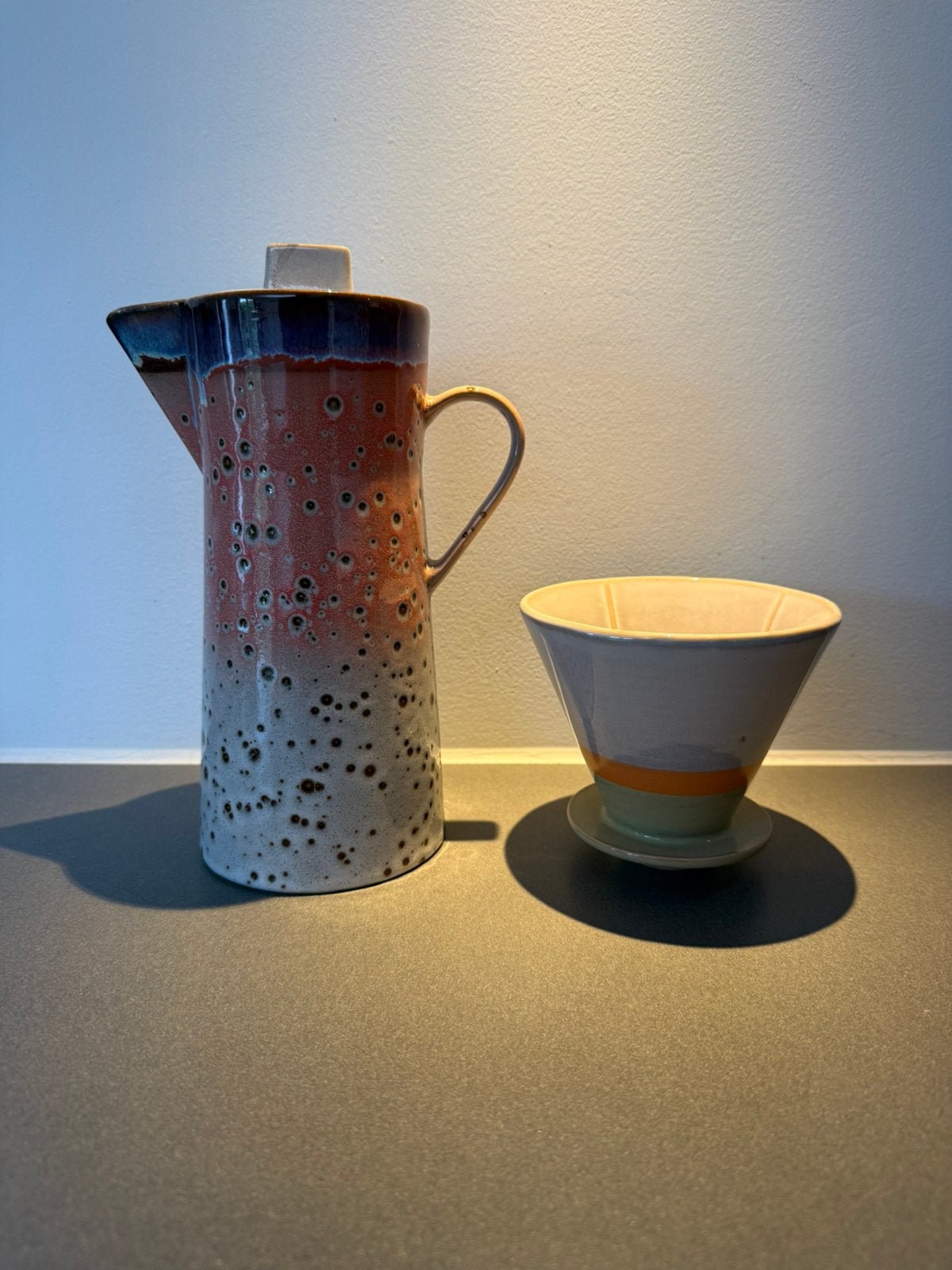 HK living 70s koffiekan en koffiefilter, Huis en Inrichting, Keuken | Servies, Ophalen, Keramiek, Nieuw, Overige stijlen
