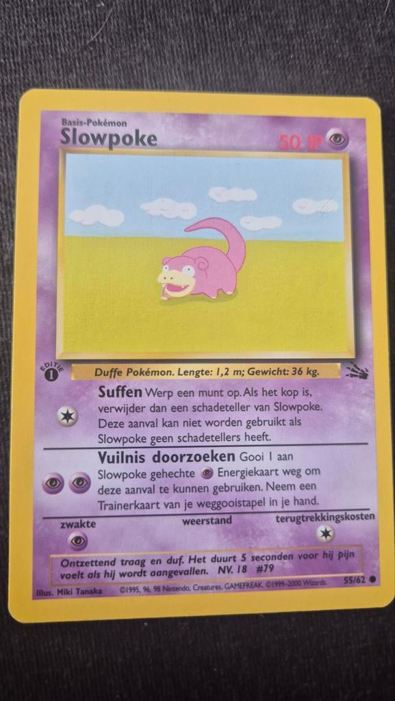 Pokémon Kaart: Slowpoke (Basis-Pokémon, 55/62), Ophalen of Verzenden, Gebruikt, Losse kaart
