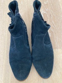 Blauwe suède laarzen van Mango mt. 35, Gebruikt, Meisje, Mango, Ophalen of Verzenden