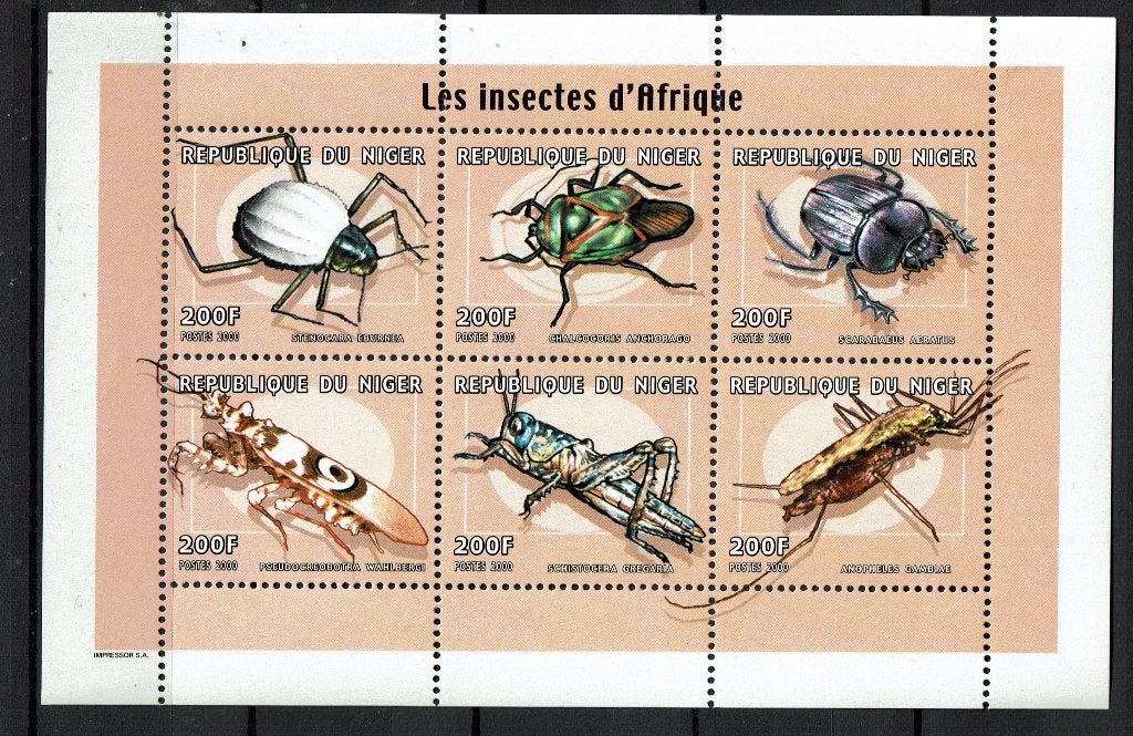 NIGER 2000 PF BLOK INSECTEN INSECTS KEVERS, Ophalen of Verzenden, Postfris, Dier of Natuur