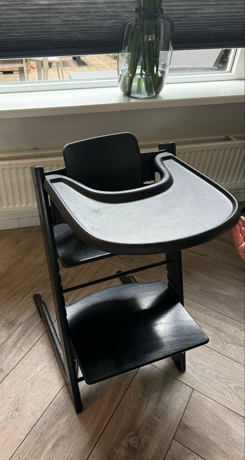 Stokke Tripp Trapp stoel met Baby Set - Zwart, Kinderen en Baby's, Kinderstoelen, Ophalen, Gebruikt, Meegroeistoel, Aanschuifbaar