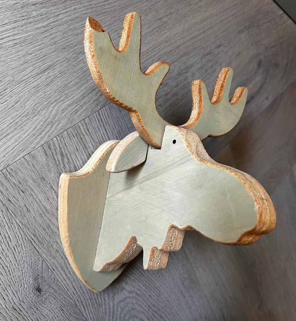 Decoratieve houten eland - Scandinavische stijl, Hout, Gebruikt, Meerkleurig, Ophalen of Verzenden