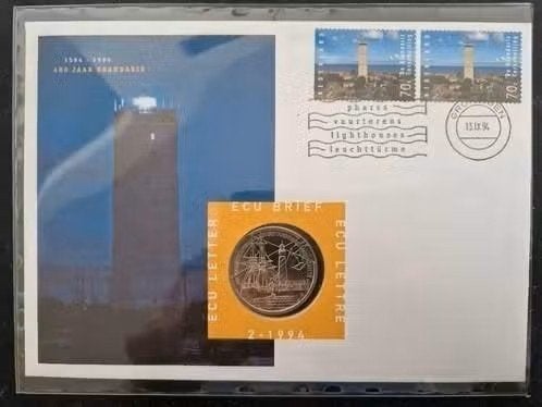 Nederland 1994 - ECU brief 2 - Vuurtorens, Postzegels en Munten, Munten | Nederland, Ophalen of Verzenden, Koningin Beatrix, Overige waardes