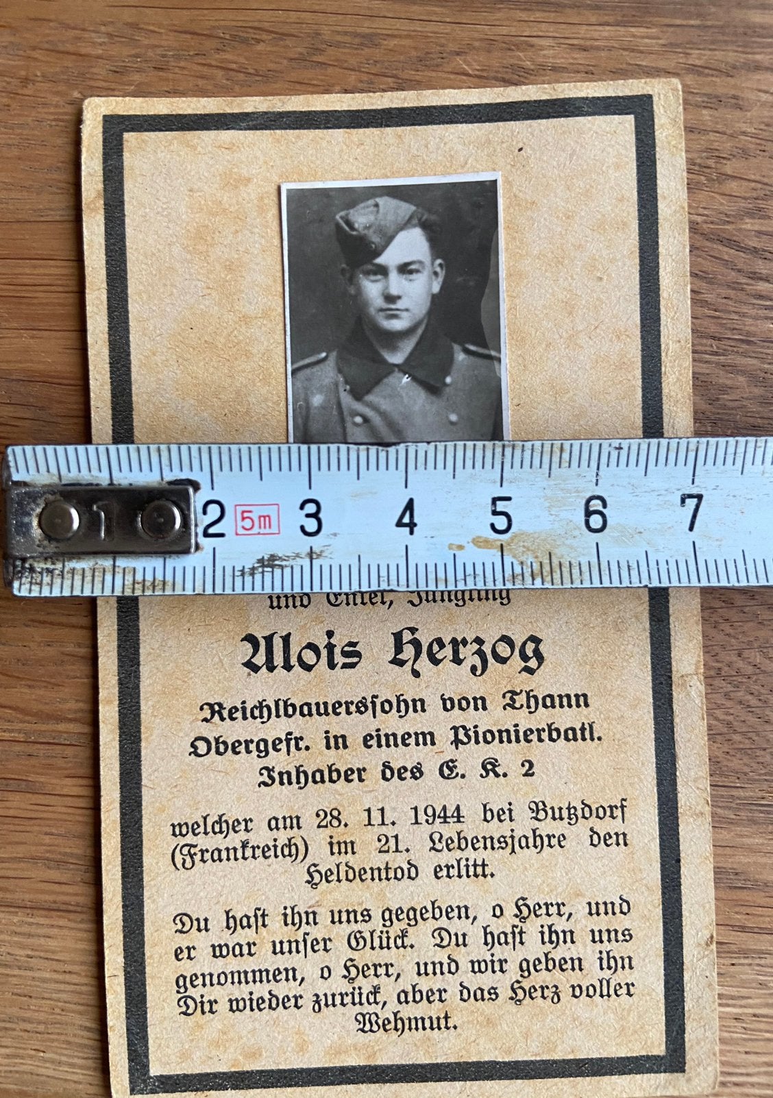 Or Duits bidprentje Butzdorf Frankrijk nov 1944, Verzenden, Duitsland, Foto of Poster