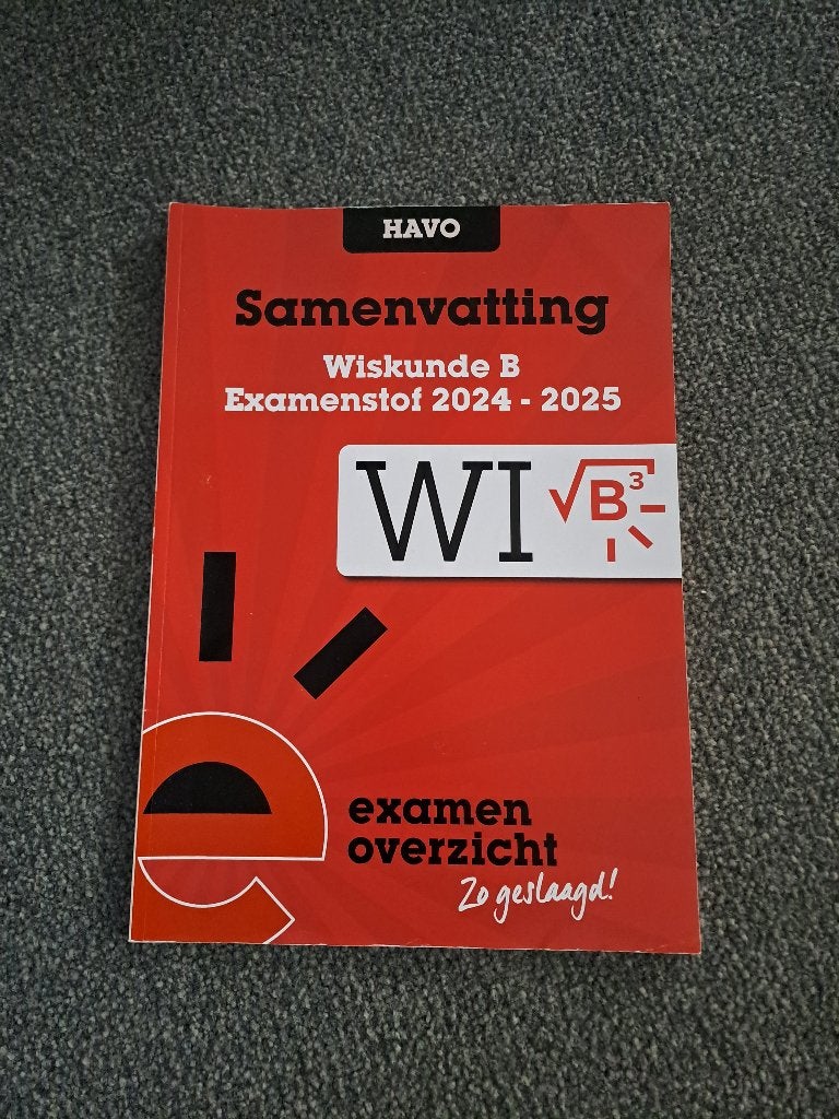 Examenoverzicht havo samenvatting wiskunde B, HAVO, Ophalen of Verzenden, Wiskunde B, ExamenOverzicht