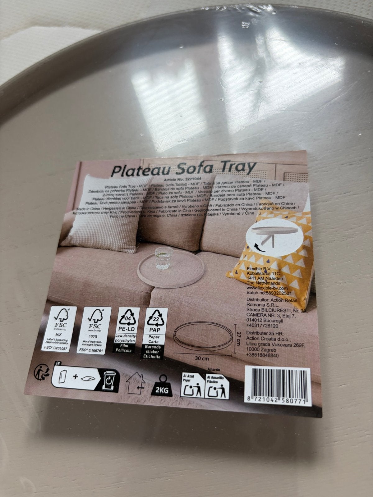 Platteau Sofa Tray - Dienblad voor bank/fauteuil, Hout, Meerkleurig, Nieuw, Ophalen of Verzenden