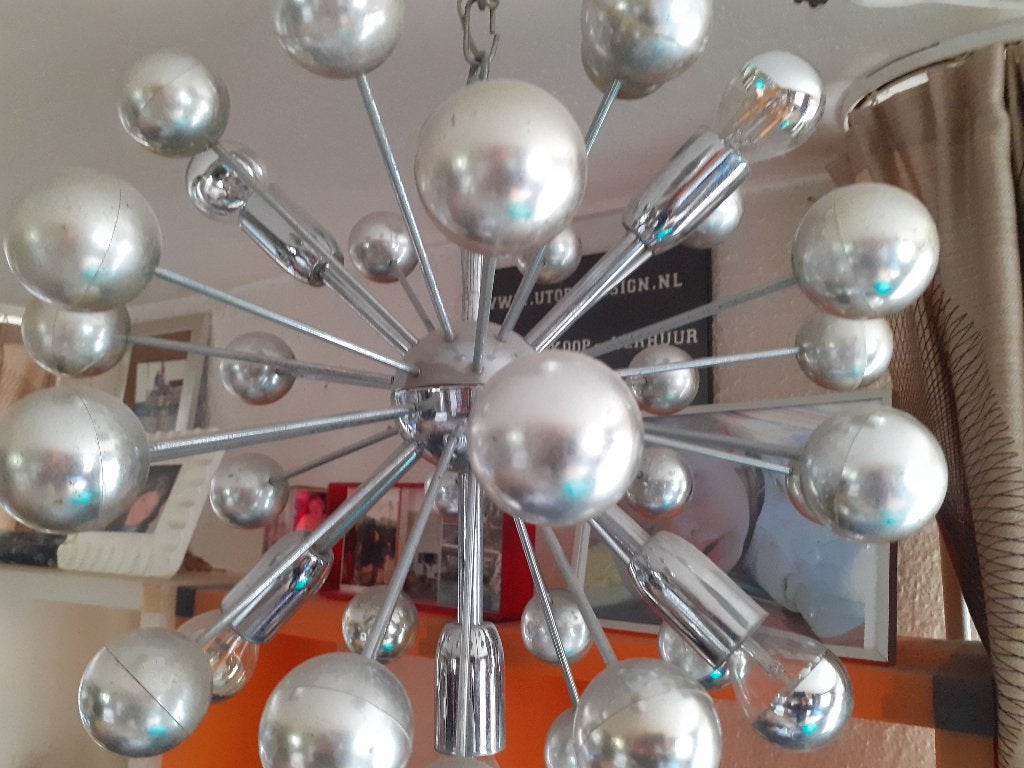sputnik hanglamp jaren 60 70 design 5 lichtbronnen retro, Ophalen, ?, Kunststof, Gebruikt