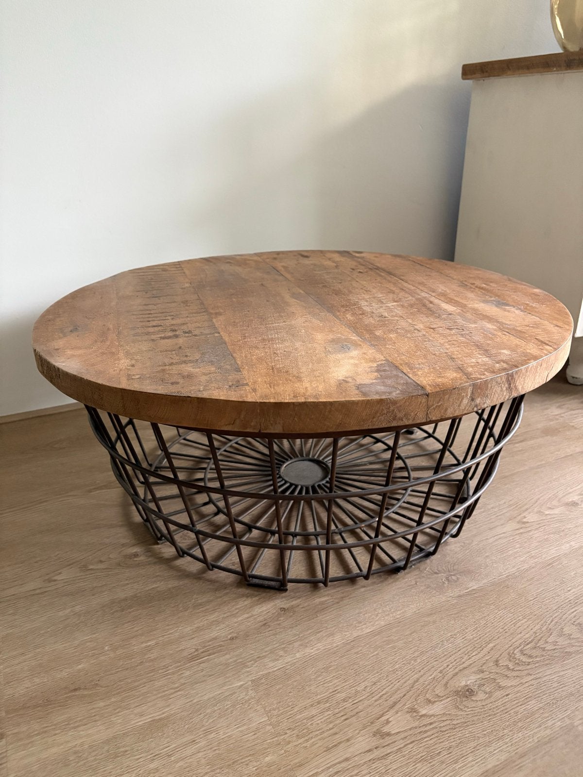 Salontafel rond hout en metaal - 70 cm diameter