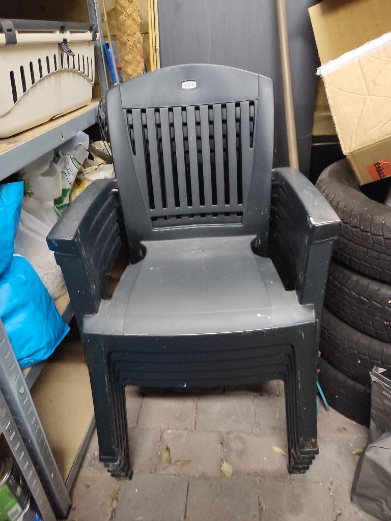 Vijf Jardin tuinstoelen, Tuin en Terras, Ophalen, Gebruikt, Kunststof, Stapelbaar