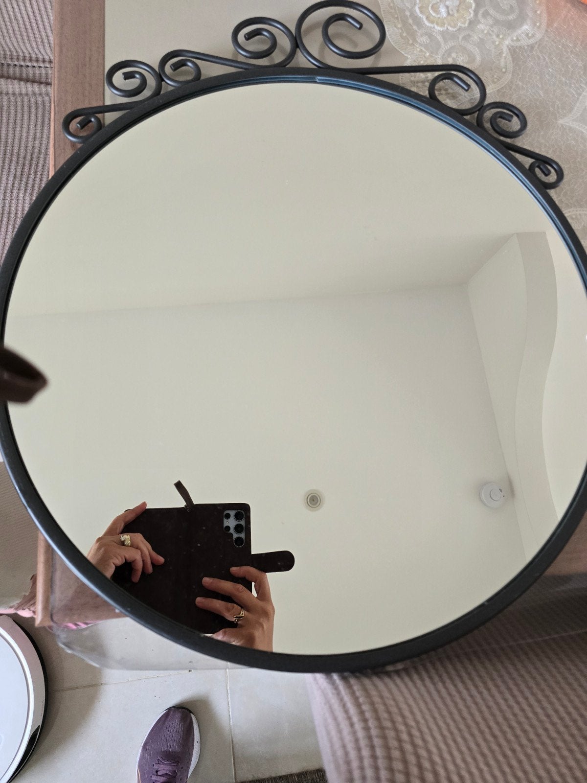 IKEA EKNE spiegel - Rond met decoratieve rand, Ophalen, Minder dan 50 cm, Rond, Zo goed als nieuw