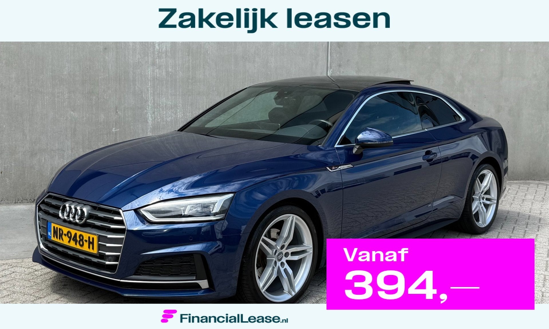 Audi A5 Coupé 2.0 TFSI ultra Launch Edi S 2017 Blauw PANO, Euro 6, 1984 cc, Leder en Stof, Origineel Nederlands