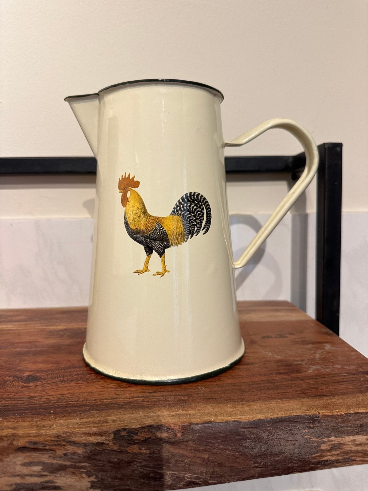 vintage emaille kan met haan, Ophalen of Verzenden