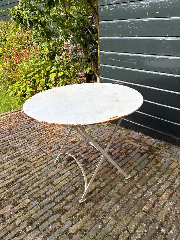 Gratis witte smeedijzeren tuintafel rond, Ophalen, Gebruikt, Rond, Metaal