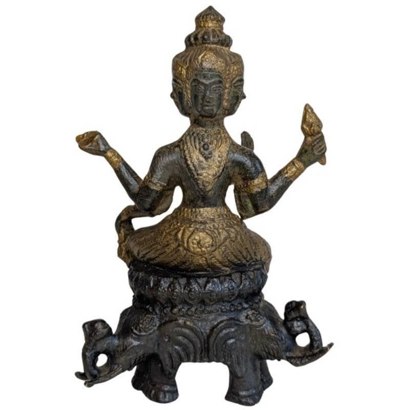 Hindoe beeld – Brahma – vuurverguld brons – 20 cm