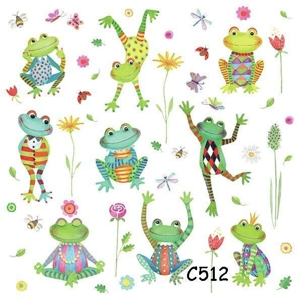 Servetten decoupage/bullet journal – kikkers C512, Verzenden, Nieuw