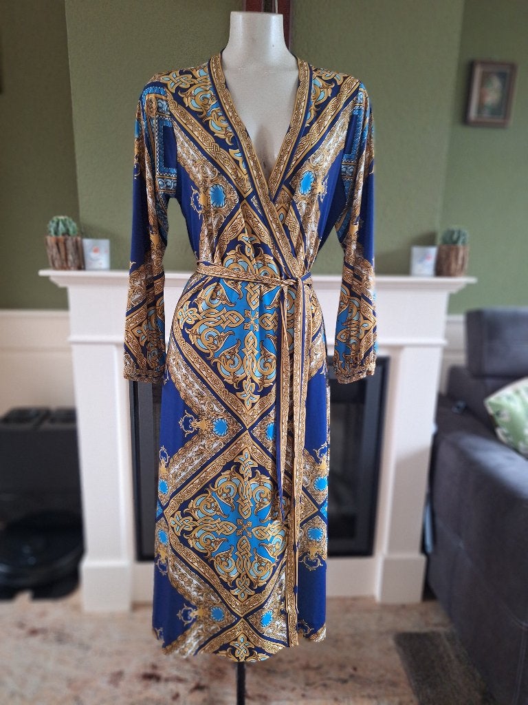 Hale Bob schitterende lange wikkel jurk XL, Kleding | Dames, Jurken, Maat 46/48 (XL) of groter, Zo goed als nieuw, Onder de knie