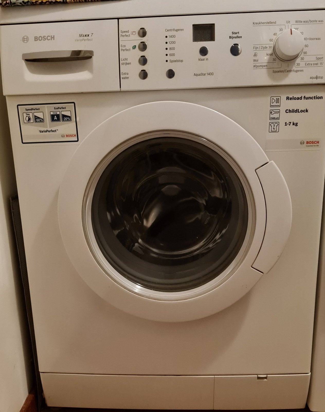 Bosch Maxx 7 VarioPerfect Wasmachine - 1-7 kg, Ophalen, 6 tot 8 kg, Gebruikt, Voorlader