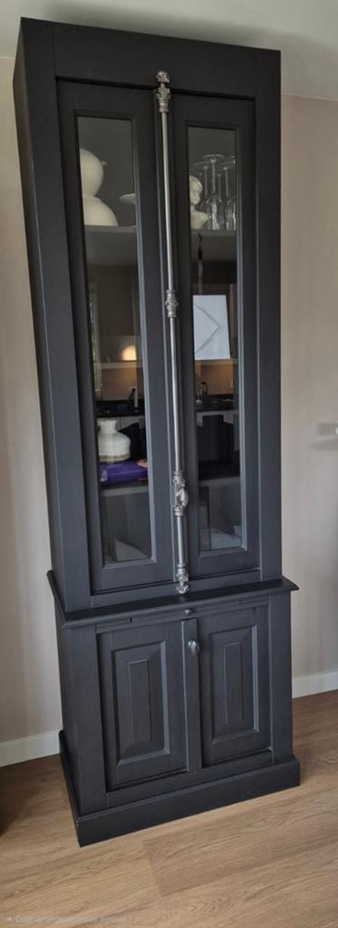 Antraciet buffetkast met kroonlijst, Huis en Inrichting, Kasten | Buffetkasten, Ophalen, 200 cm of meer, Klassiek, 50 tot 100 cm