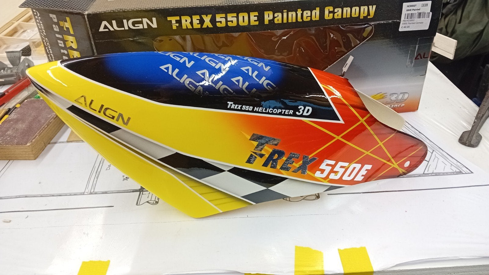 Align T-Rex 550E Painted Canopy - Nieuw in doos, Ophalen, Nieuw, Elektro, Helikopter