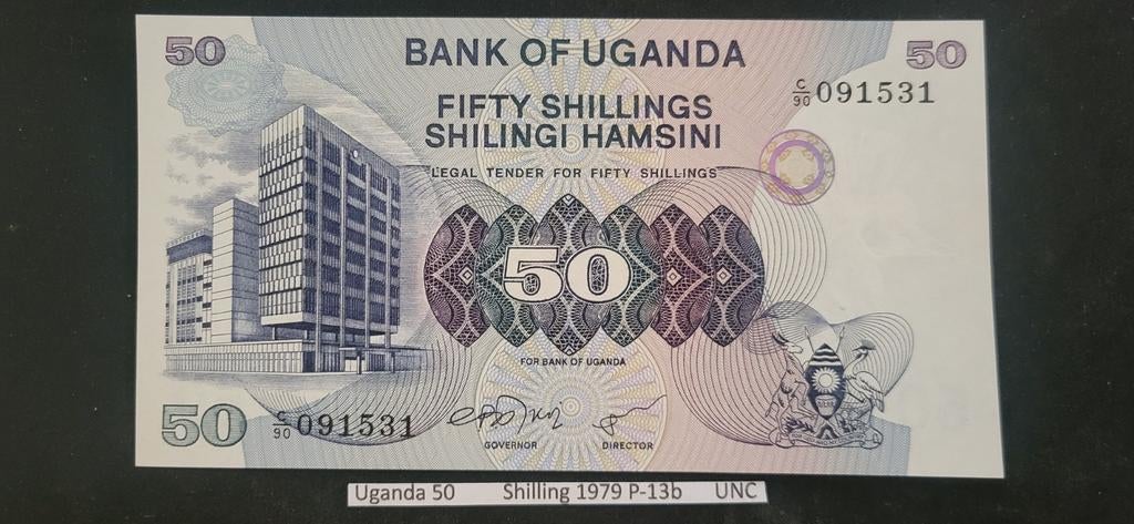 Uganda 50 Shilling 1979 P-13b UNC Bankbiljet, Postzegels en Munten, Bankbiljetten | Azië, Ophalen of Verzenden