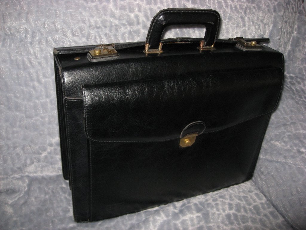 Texier zwarte laptoptas aktetas aktentas, Zwart, Aktetas of Boekentas, Ophalen of Verzenden, Leer