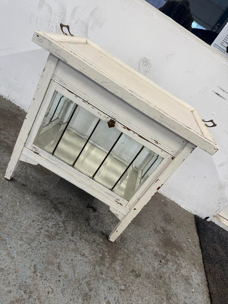 Brocante kastje met dienblad – wit – vintage stijl, Ophalen