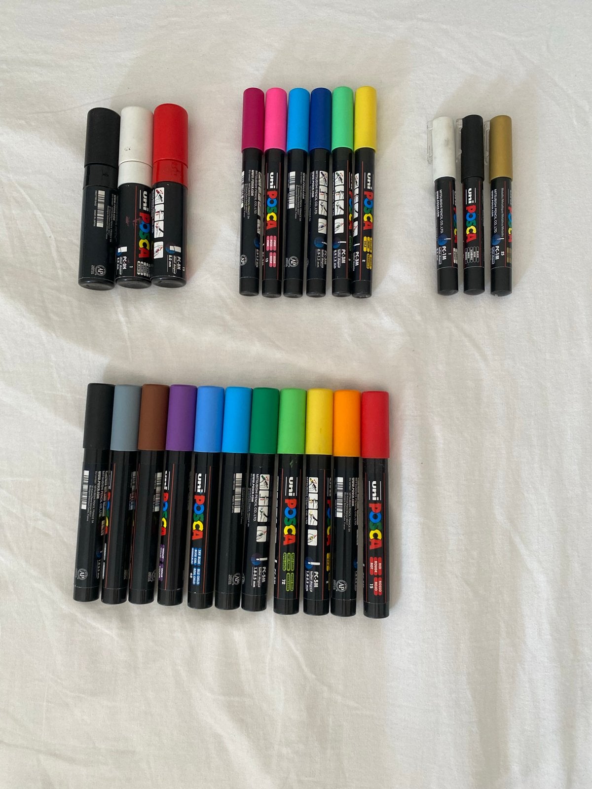 Grote set Posca stiften - diverse kleuren en diktes, Hobby en Vrije tijd, Tekenen, Ophalen, Gebruikt, Potlood of Stift
