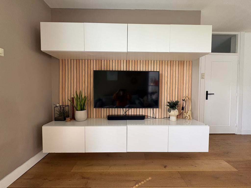 Ikea Besta tv-meubel 240 met wandkasten wit, Ophalen, Zo goed als nieuw, 200 cm of meer, 150 tot 200 cm