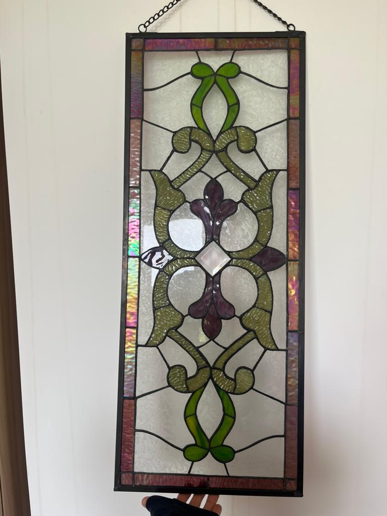 Stained glass art nouveau/tiffany, Ophalen, Zo goed als nieuw, Gevelraam of Ruit, Minder dan 80 cm