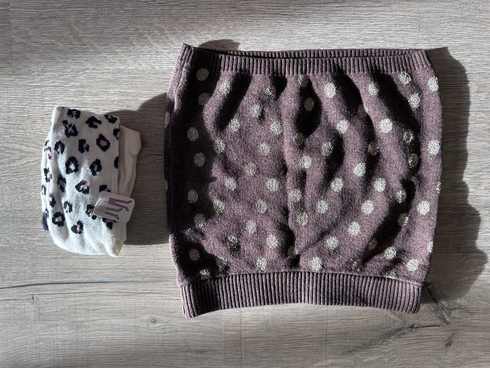 H&M Rok en panty met luipaardprint, Kleding | Dames, Paars, Ophalen of Verzenden, Zo goed als nieuw, Maat 34 (XS) of kleiner
