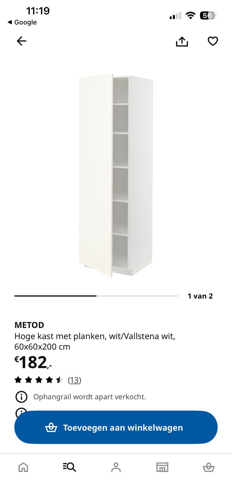 Gratis Method kast zonder deur, Ophalen, 200 cm of meer, 50 tot 100 cm, Zo goed als nieuw