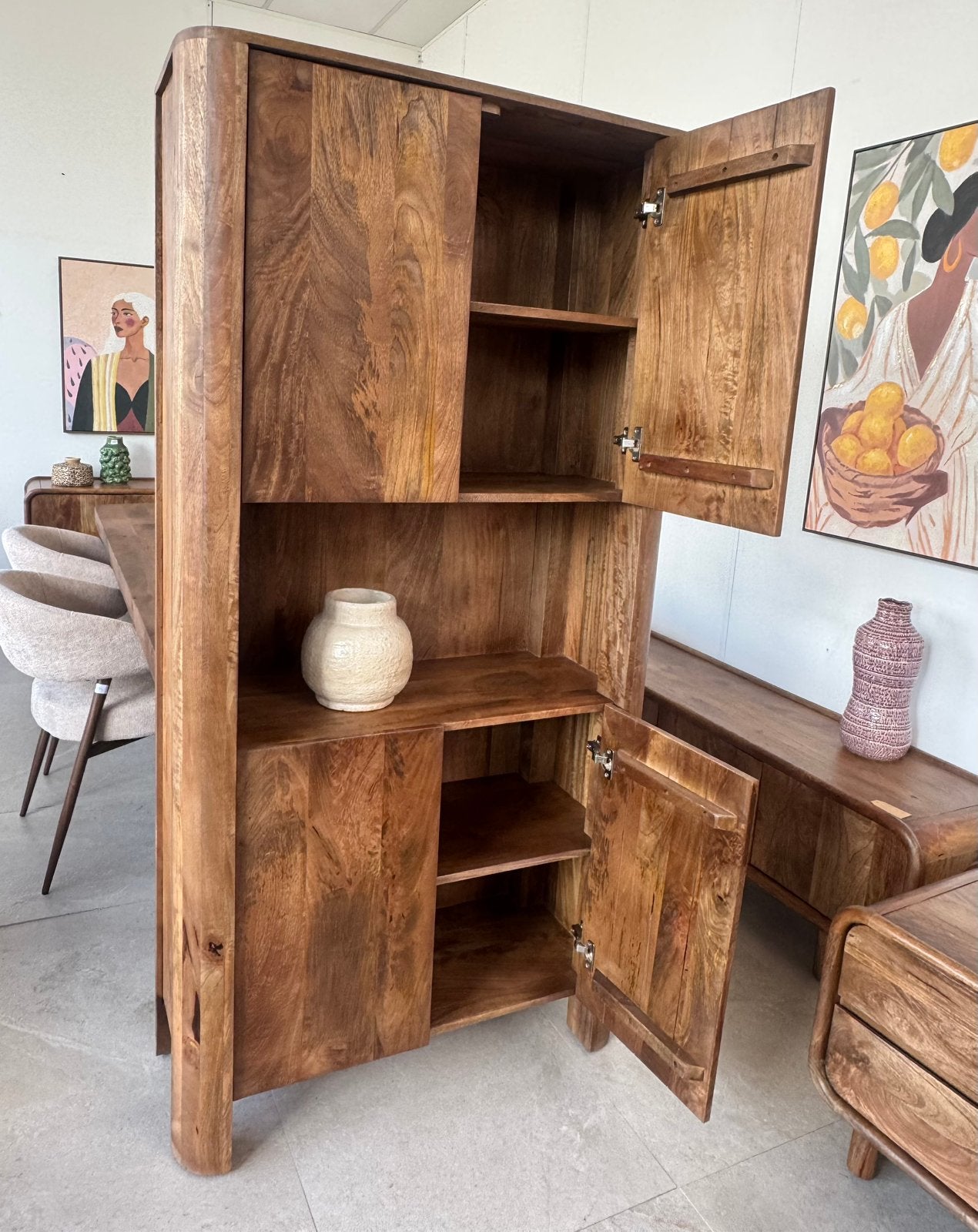 Magazijn Leegverkoop Kast Japandi open vak mangohout massief, 3812 RB, Nieuw, Info@wkhome.nl, 150 tot 200 cm