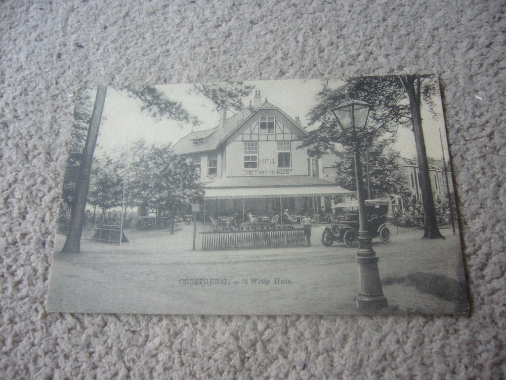OEGSTGEEST  =  T, WITTE HUIS MET OUDE AUTO  1925, Ophalen of Verzenden, 1920 tot 1940, Gelopen, Zuid-Holland