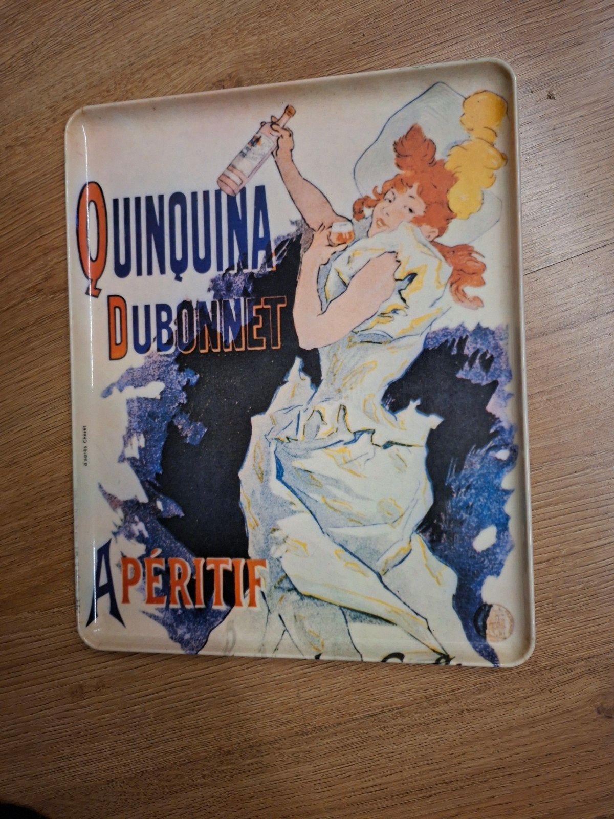 Vintage plastic dienblad -  Quinquina Dubonnet, Kunststof, Gebruikt, Met opstaande rand, Rond