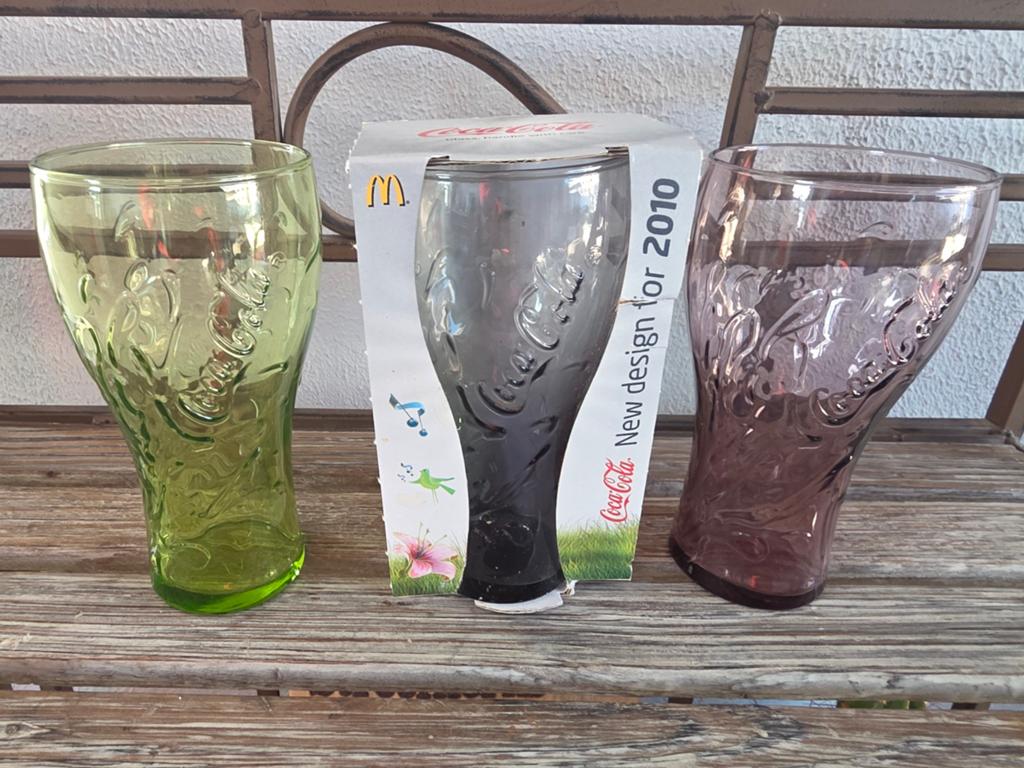 Coca-Cola glazen McDonald's 2010 Engeland 3 stuks, Verzamelen, Glas en Borrelglaasjes, Ophalen, Zo goed als nieuw, Frisdrankglas