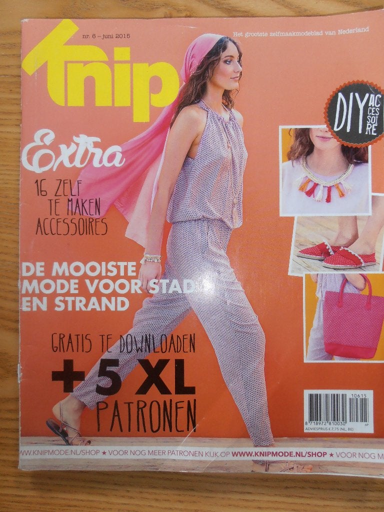 Knipmode juni 2015 mode naaien patronen, Hobby en Vrije tijd, Ophalen of Verzenden, Zo goed als nieuw, Vrouw, Knipmode